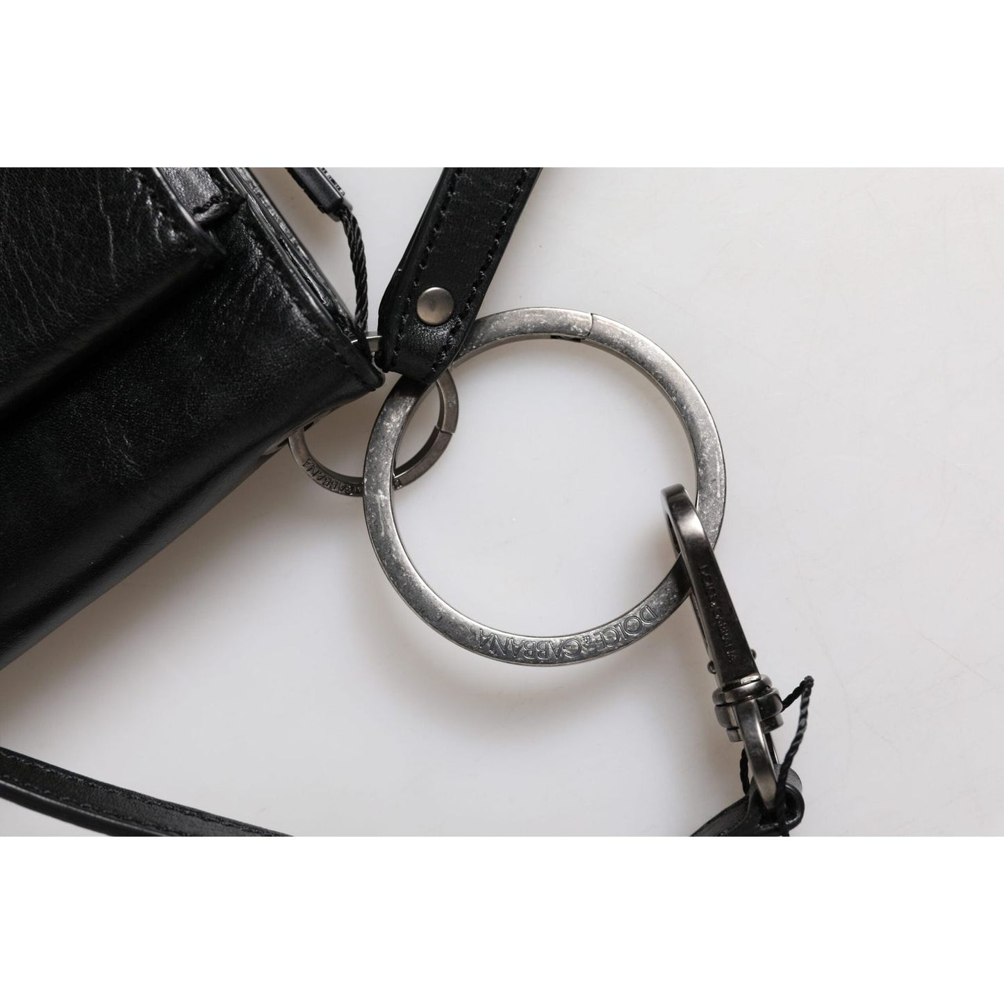 Dolce & Gabbana Black Leather Logo Purse Shoulder Crossbody Bag BAG4295
