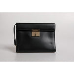 Dolce & Gabbana Black Leather Logo Plaque Document Briefcase Bag BAG4311