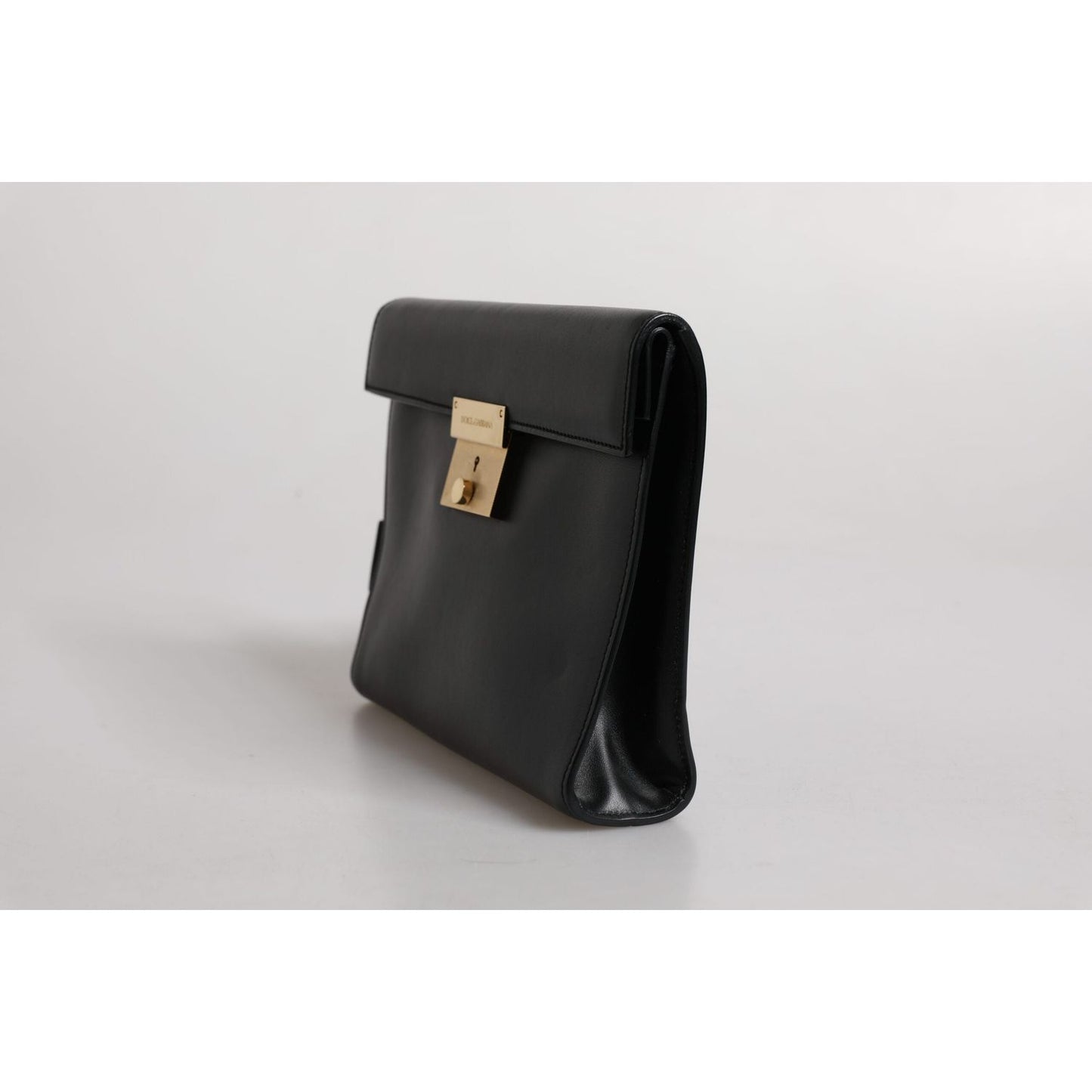 Dolce & Gabbana Black Leather Logo Plaque Document Briefcase Bag BAG4311