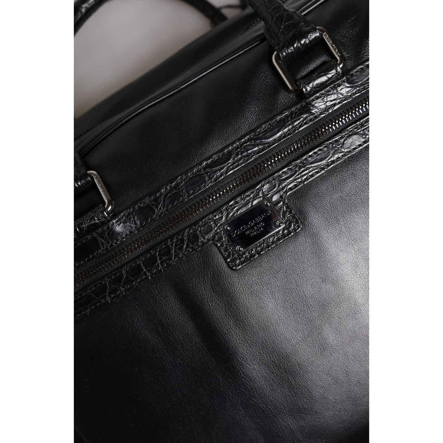 Dolce & Gabbana Black Leather Messenger Shoulder Strap Bag BAG4337