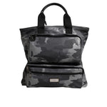Dolce & Gabbana Gray Camo Cotton Multiple Compartments Tote Bag BAG4351