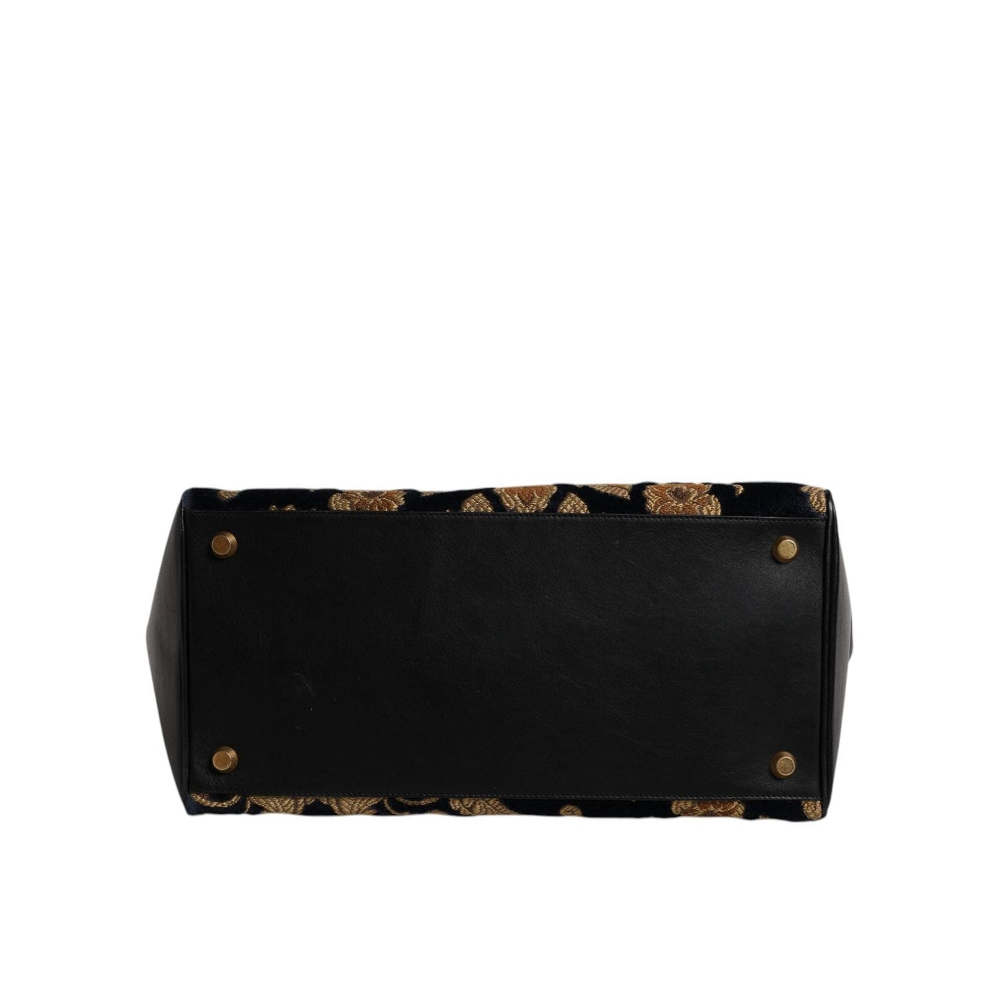 Dolce & Gabbana Black Floral Jacquard Handbag Shoulder Tote Bag BAG4367
