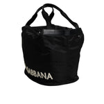 Dolce & Gabbana Black Nylon White Iconic Logo Shoulder Bucket Bag BAG4378