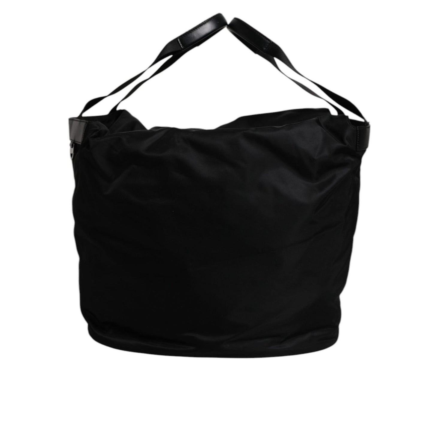 Dolce & Gabbana Black Nylon White Iconic Logo Shoulder Bucket Bag BAG4378