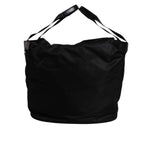 Dolce & Gabbana Black Nylon White Iconic Logo Shoulder Bucket Bag BAG4378