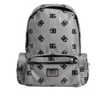 Dolce & Gabbana Polyester Gray Black DG Logo Plaque Backpack Bag BAG4379