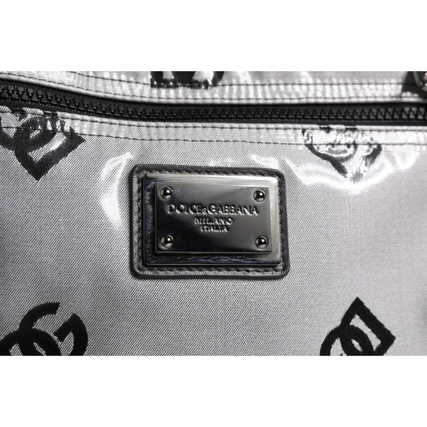 Dolce & Gabbana Polyester Gray Black DG Logo Plaque Backpack Bag BAG4379