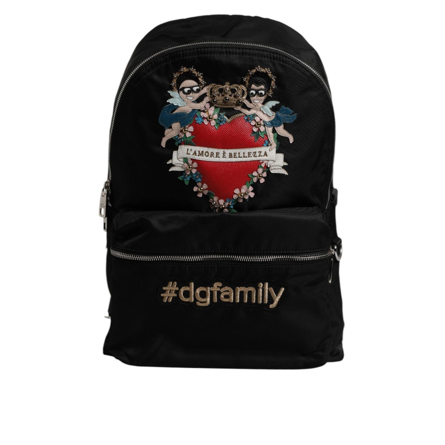 Dolce & Gabbana Black Nylon #DGFAMILY Embellished Backpack VULCANO Bag BAG4381