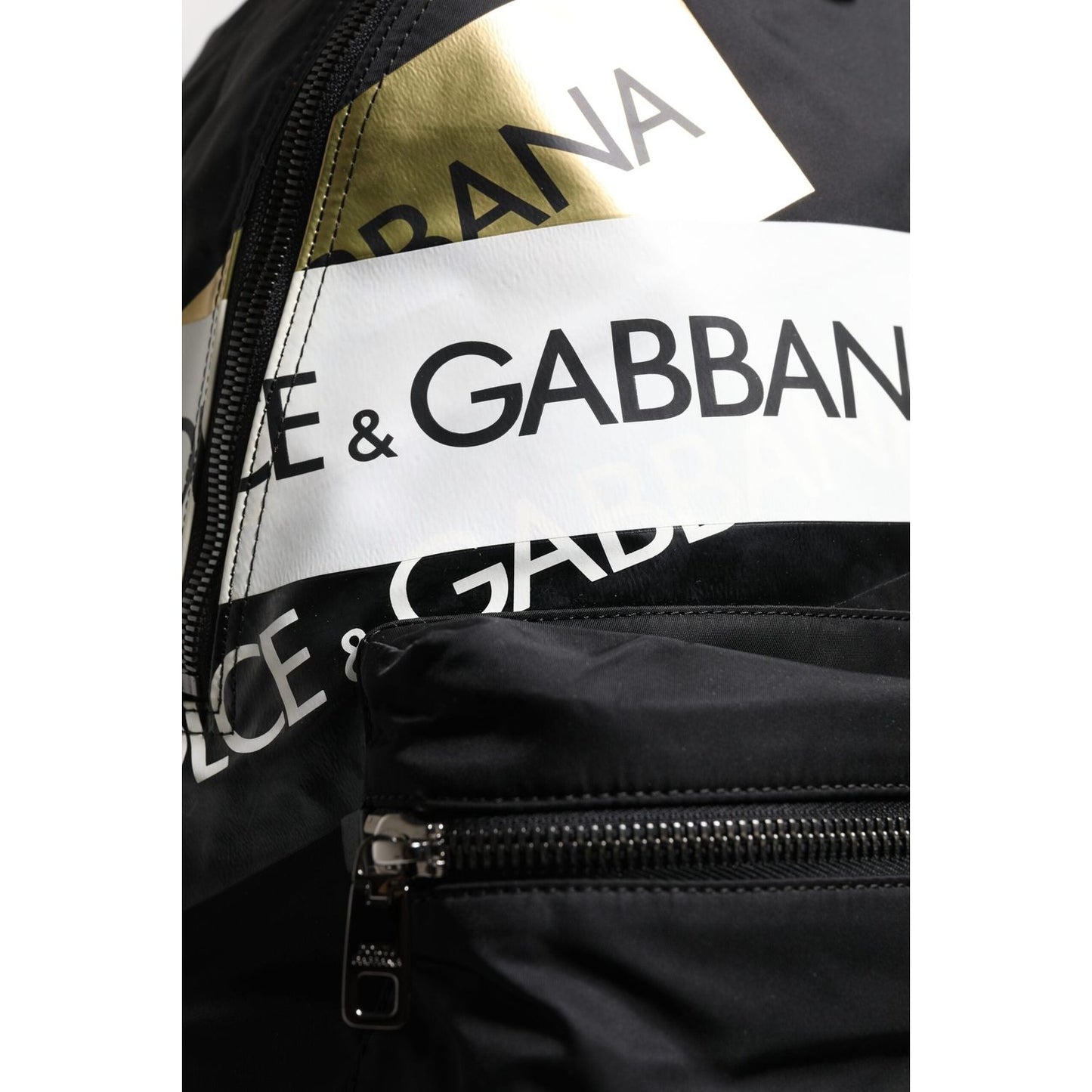 Dolce & Gabbana Black Logo Tape Polyamide School Travel Backpack Bag BAG4389