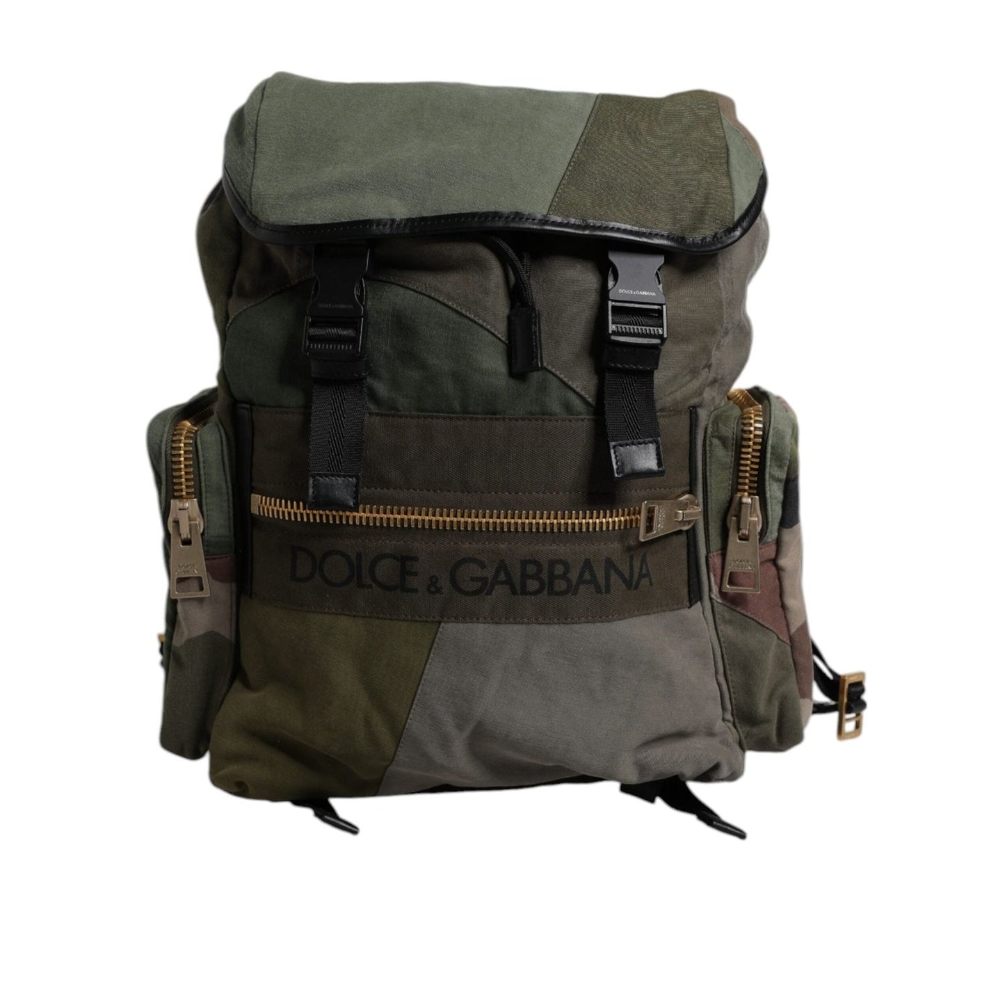Dolce & Gabbana Military Green Patchwork Travel Backpack Bag BAG4453