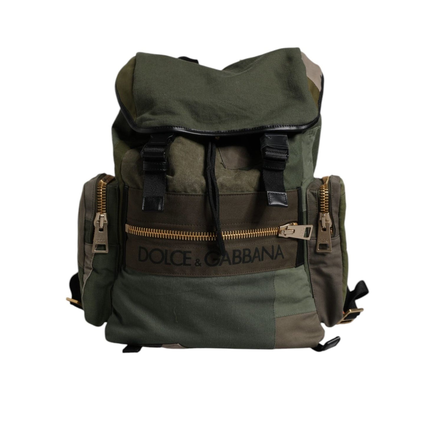 Dolce & Gabbana Military Green Patchwork School Backpack Bag BAG4459