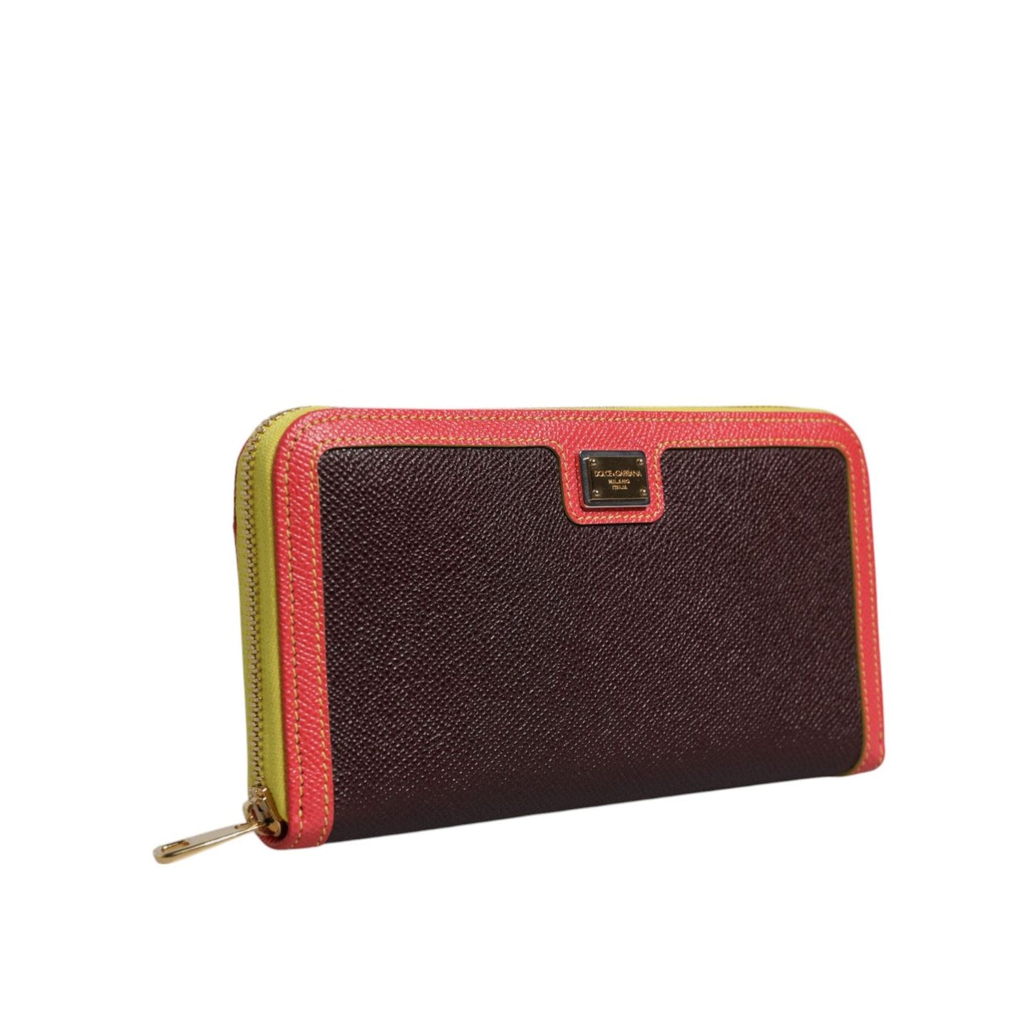 Dolce & Gabbana Brown Textured Leather Zip Around Continental Wallet BAG4266