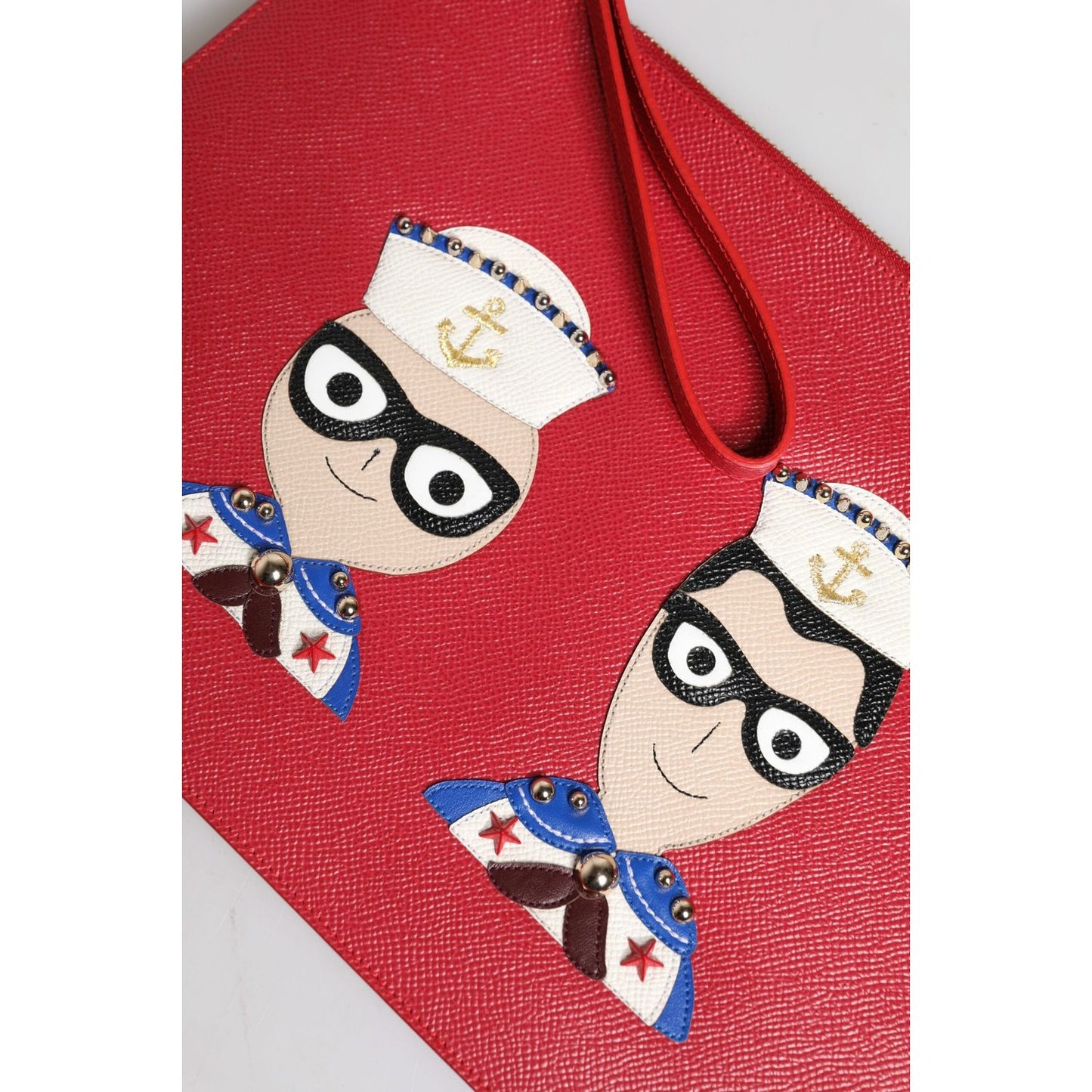 Dolce & Gabbana Red #DGFamily Embellished Leather Clutch Bag BAG4284