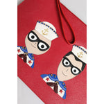 Dolce & Gabbana Red #DGFamily Embellished Leather Clutch Bag BAG4284