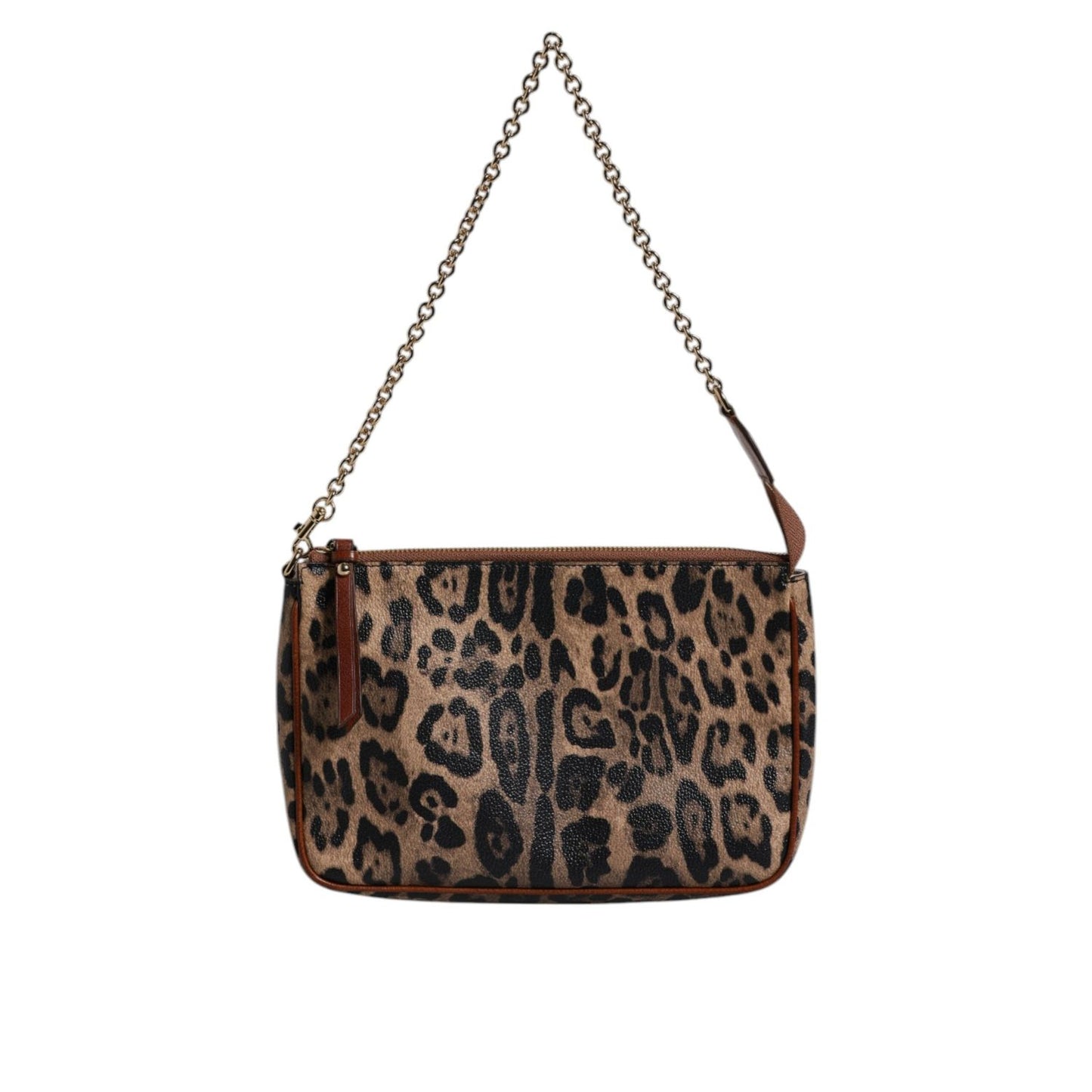 Dolce & Gabbana Brown Leopard Leather Shoulder Chain Strap Bag BAG4312