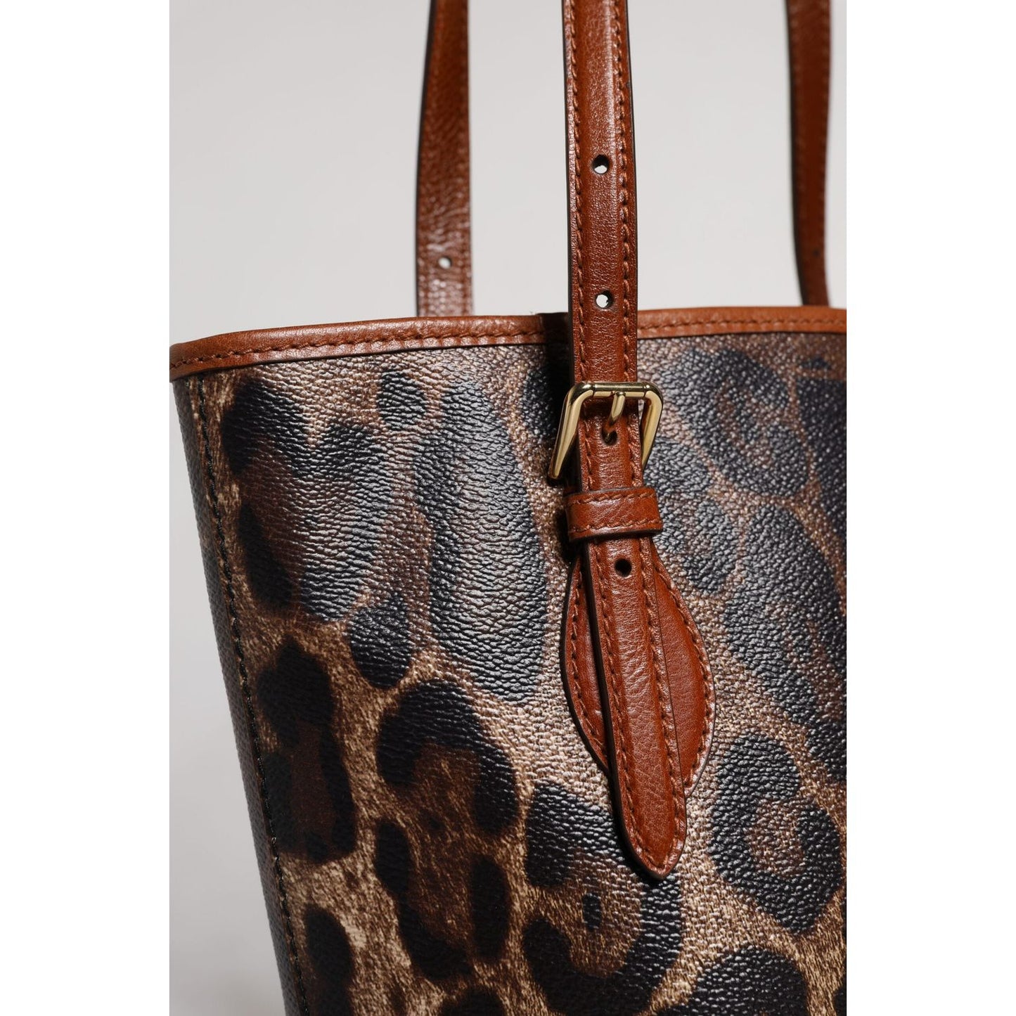 Dolce & Gabbana Brown Leopard Leather Shoulder Strap Tote Bag BAG4327