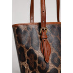 Dolce & Gabbana Brown Leopard Leather Shoulder Strap Tote Bag BAG4327