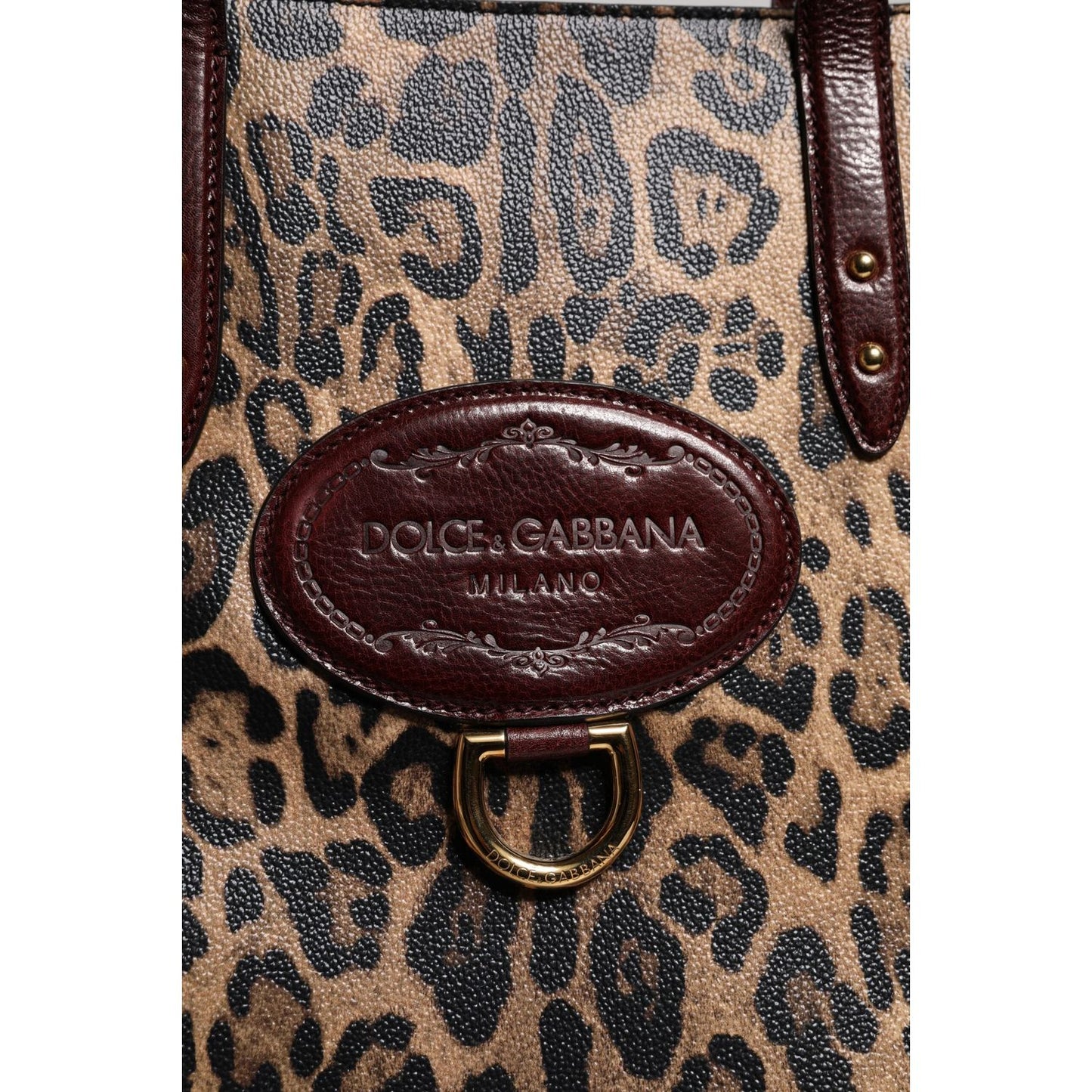 Dolce & Gabbana Brown Leopard Leather Shoulder Strap Tote Bag BAG4330