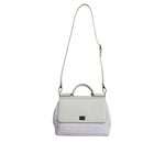 Dolce & Gabbana White Rafia Leather Top Handle Crossbody Bag BAG4333