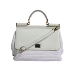 Dolce & Gabbana White Rafia Leather Top Handle Crossbody Bag BAG4333