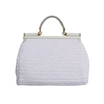 Dolce & Gabbana White Rafia Leather Top Handle Crossbody Bag BAG4333