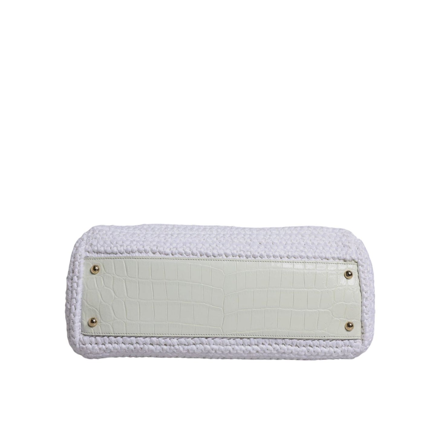 Dolce & Gabbana White Rafia Leather Top Handle Crossbody Bag BAG4333