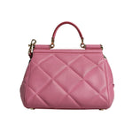 Dolce & Gabbana Pink Leather Sicily Logo Shoulder Satchel Bag BAG4360