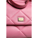 Dolce & Gabbana Pink Leather Sicily Logo Shoulder Satchel Bag BAG4360