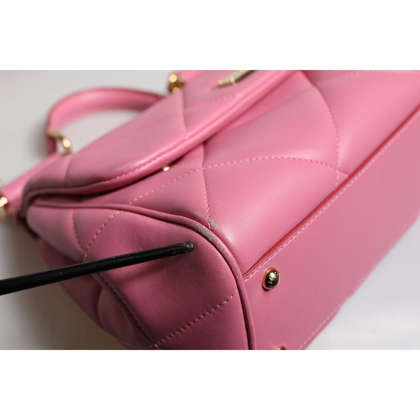 Dolce & Gabbana Pink Leather Sicily Logo Shoulder Satchel Bag BAG4360