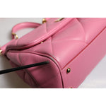 Dolce & Gabbana Pink Leather Sicily Logo Shoulder Satchel Bag BAG4360