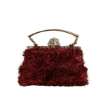 Dolce & Gabbana Red Gold Chain VANDA Tinsel Crystals Evening Clutch Bag BAG4375