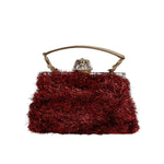 Dolce & Gabbana Red Gold Chain VANDA Tinsel Crystals Evening Clutch Bag BAG4375