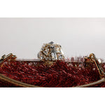 Dolce & Gabbana Red Gold Chain VANDA Tinsel Crystals Evening Clutch Bag BAG4375