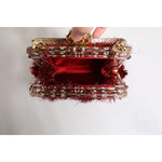 Dolce & Gabbana Red Gold Chain VANDA Tinsel Crystals Evening Clutch Bag BAG4375