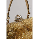 Dolce & Gabbana Gold Vanda Chain Strap Tinsel Crystal Evening Clutch Bag BAG4383