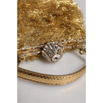 Dolce & Gabbana Gold Vanda Chain Strap Tinsel Crystal Evening Clutch Bag BAG4383