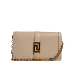 Versace Beige Gold Chain Calf Leather Wallet Crossbody Bag BAG4393