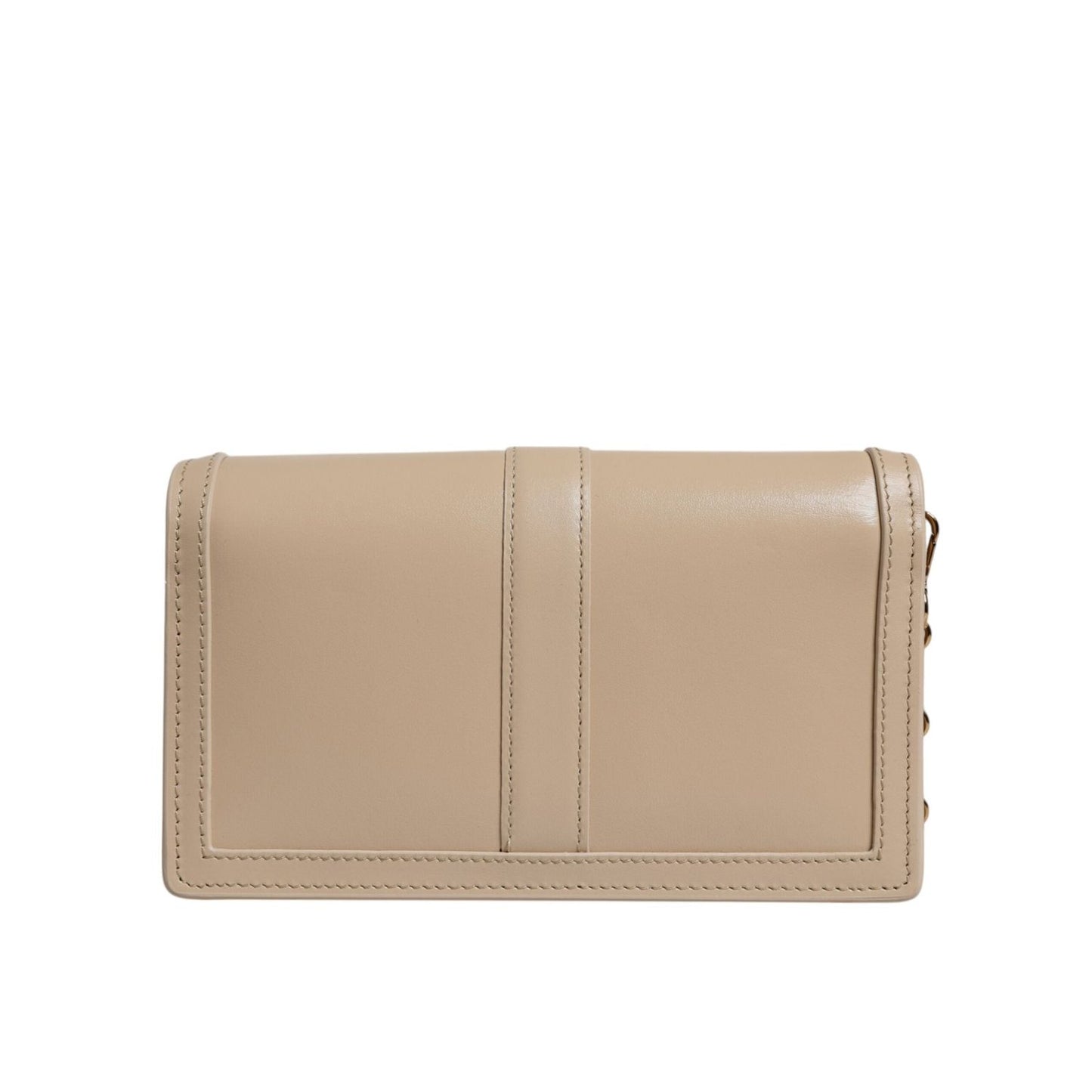 Versace Beige Gold Chain Calf Leather Wallet Crossbody Bag BAG4393