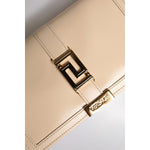 Versace Beige Gold Chain Calf Leather Wallet Crossbody Bag BAG4393