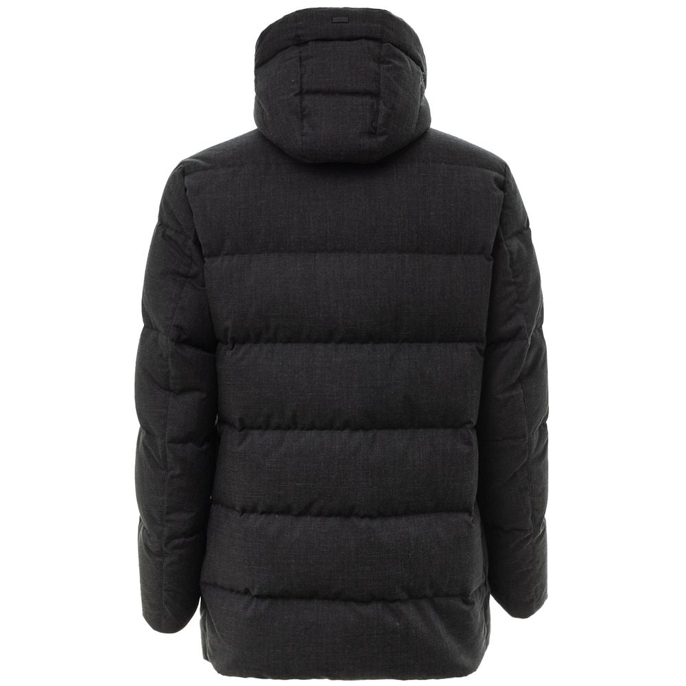 Herno Black Polyester Jackets & Coat HE-7595676-IT50 | L
