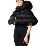 Dolce & Gabbana Black Padded Puffer Hooded Full Zip Cropped Jacket JKT41392-40
