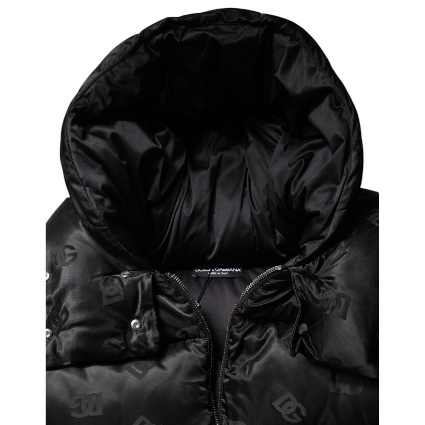 Dolce & Gabbana Black Padded Puffer Hooded Full Zip Cropped Jacket JKT41392-40