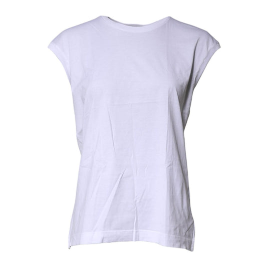 Dolce & Gabbana White Cotton Sleeveless Round Neck Tank Top