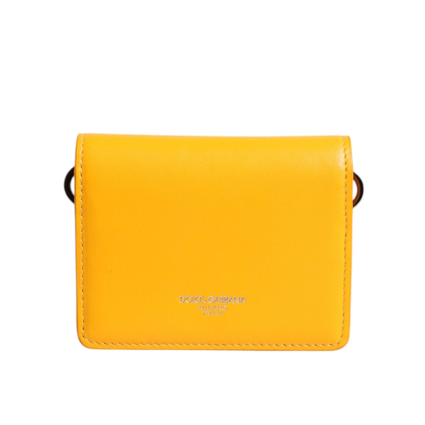 Dolce & Gabbana Yellow Leather Bifold Card Holder Crossbody Bag BAG4557