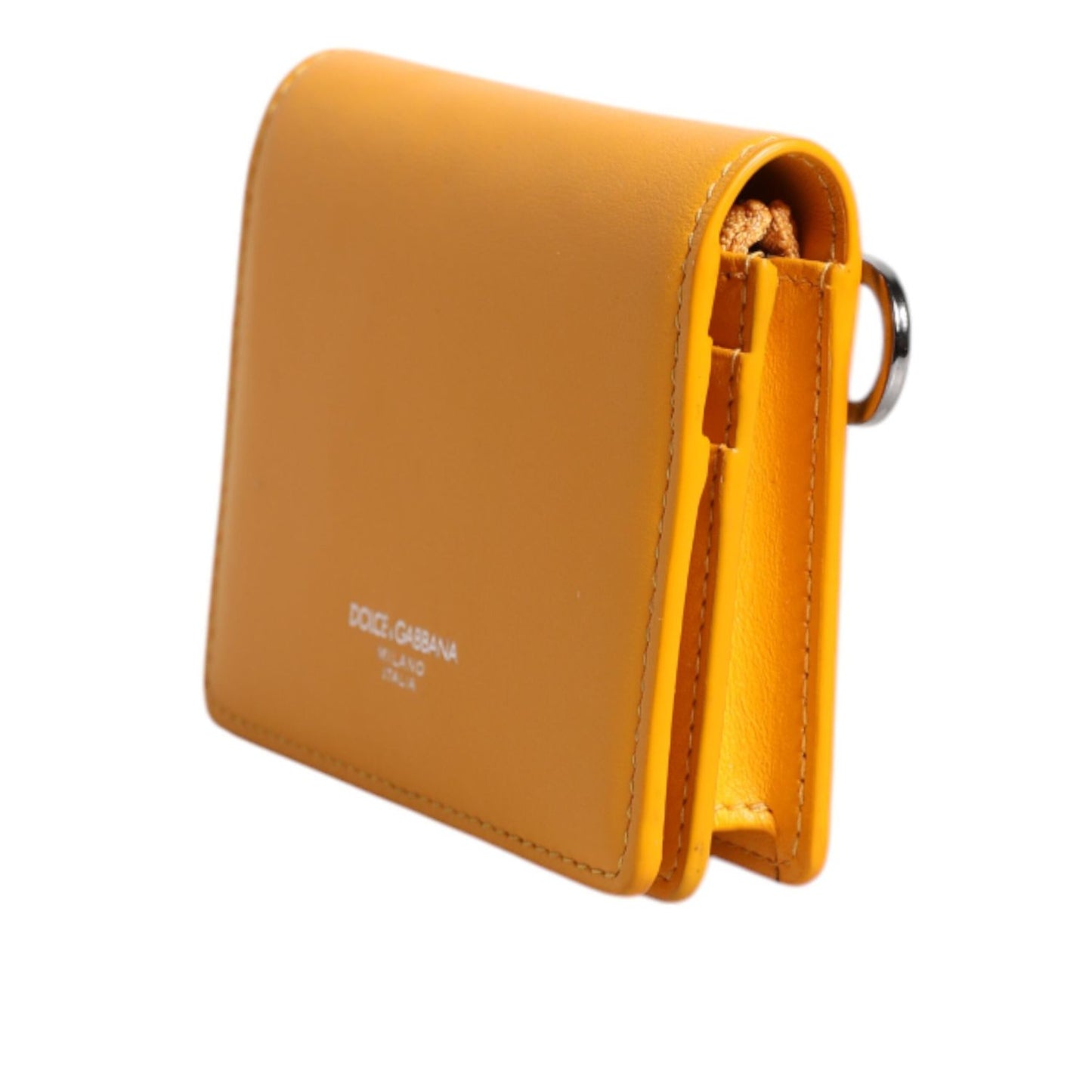 Dolce & Gabbana Yellow Leather Bifold Card Holder Crossbody Bag BAG4557