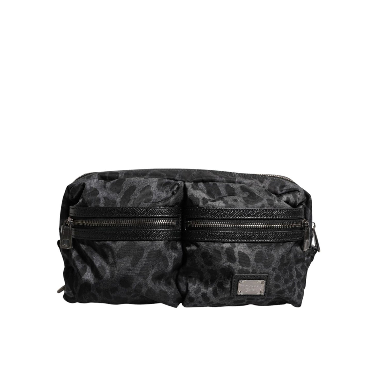 Dolce & Gabbana Black Gray Leopard DG Logo Belt Waist Fanny Pack Bag BAG4565