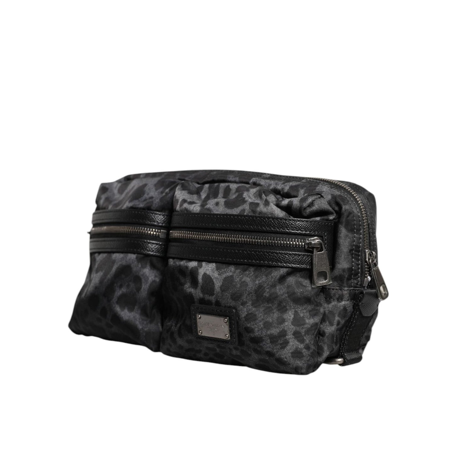 Dolce & Gabbana Black Gray Leopard DG Logo Belt Waist Fanny Pack Bag BAG4565