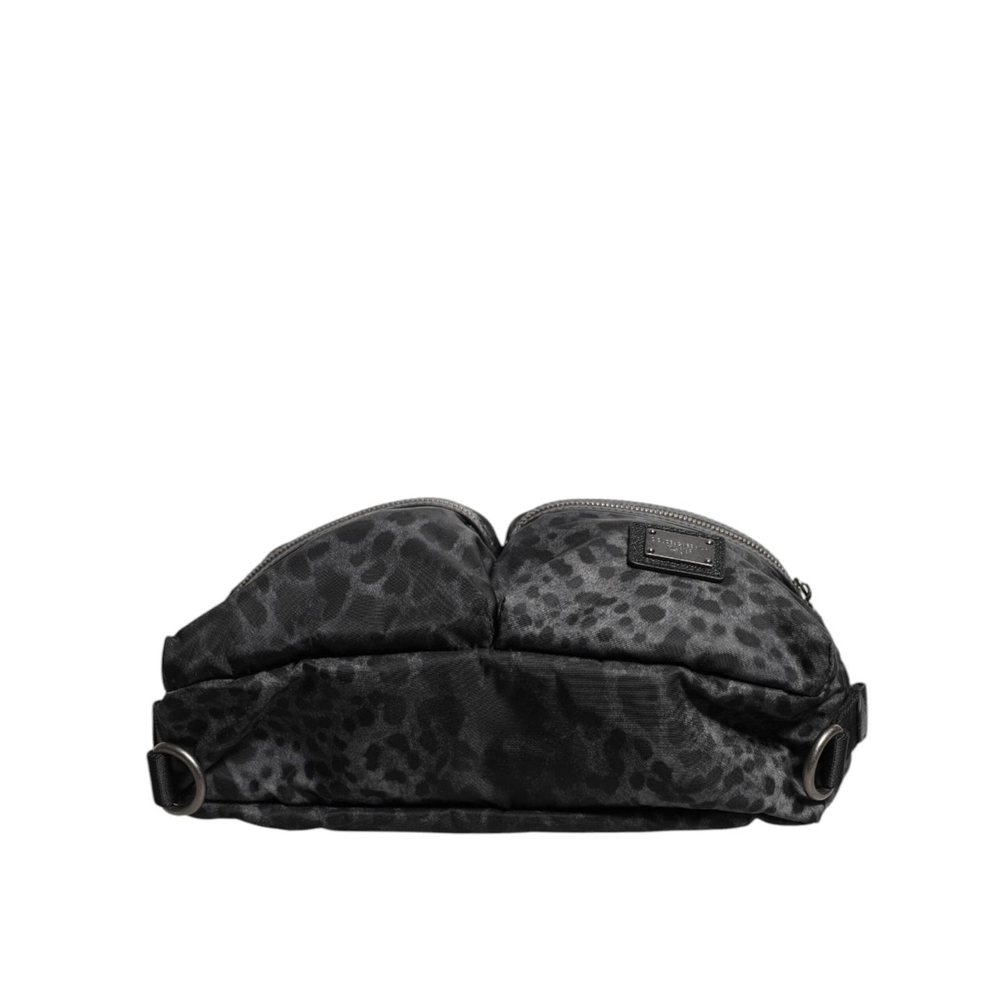 Dolce & Gabbana Black Gray Leopard DG Logo Belt Waist Fanny Pack Bag BAG4565