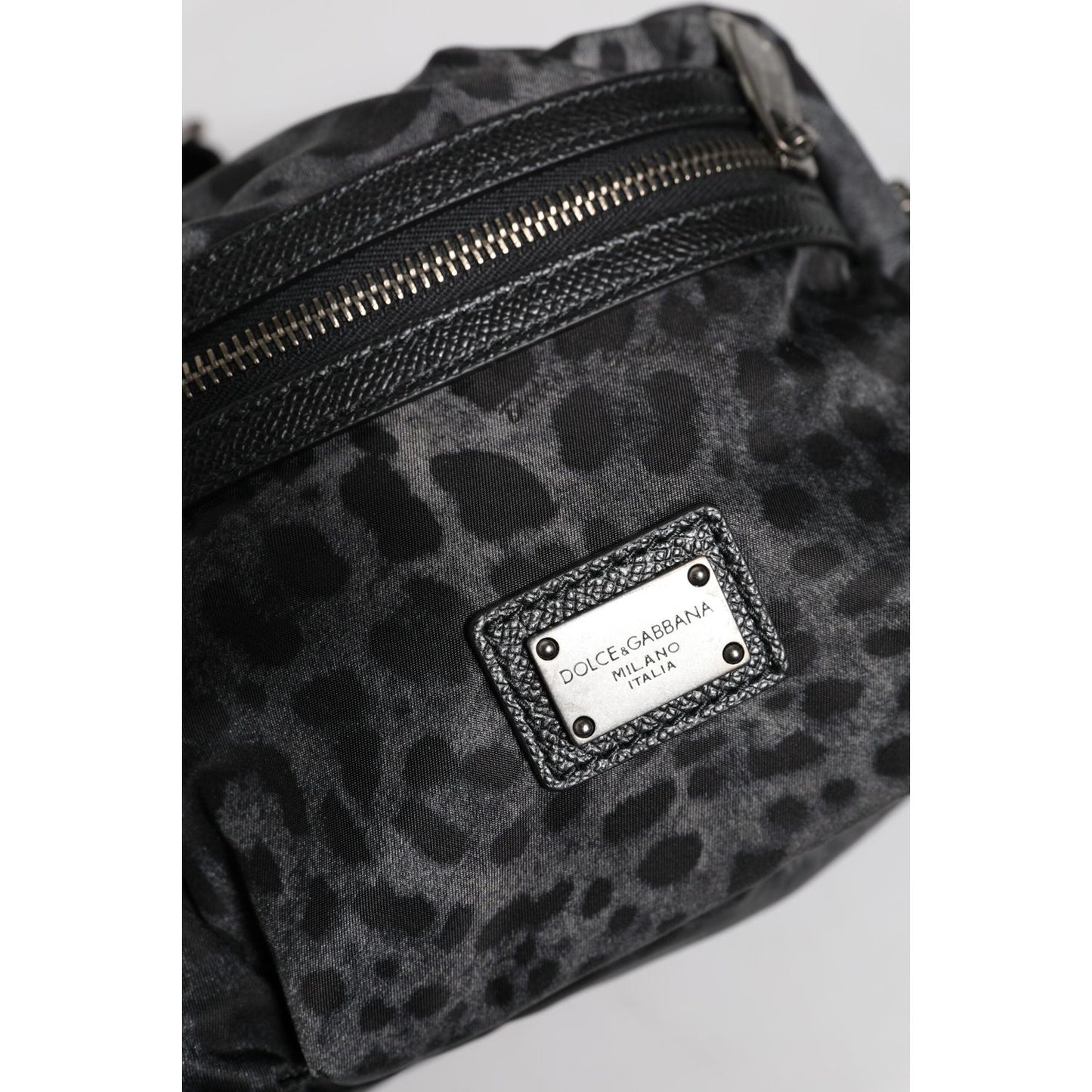 Dolce & Gabbana Black Gray Leopard DG Logo Belt Waist Fanny Pack Bag BAG4565