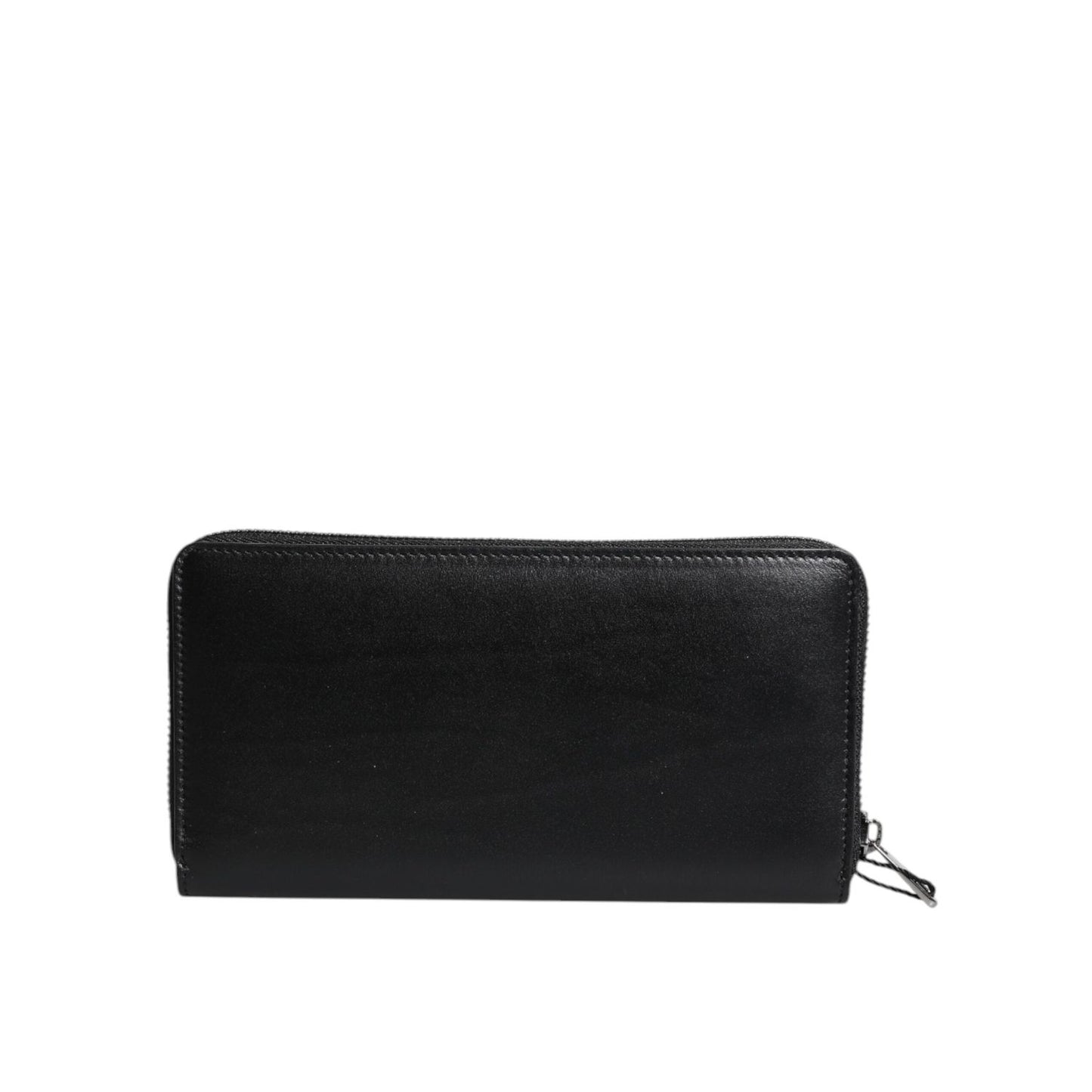 Dolce & Gabbana Black Leather Logo Plaque Zip Around Continental Wallet BAG4612